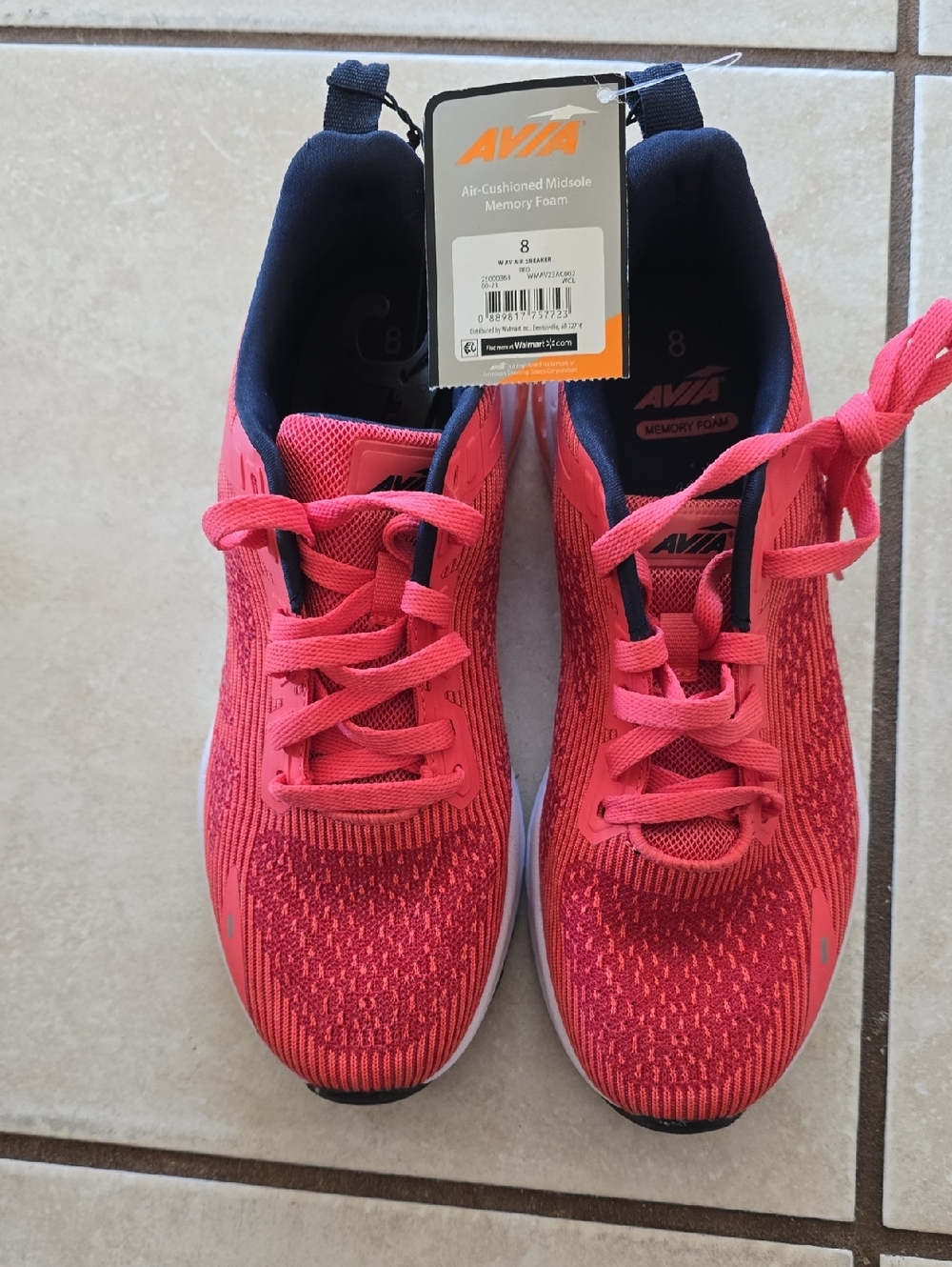 Avia Women's Coral-red  Memory Foam Sneakers Sz 8